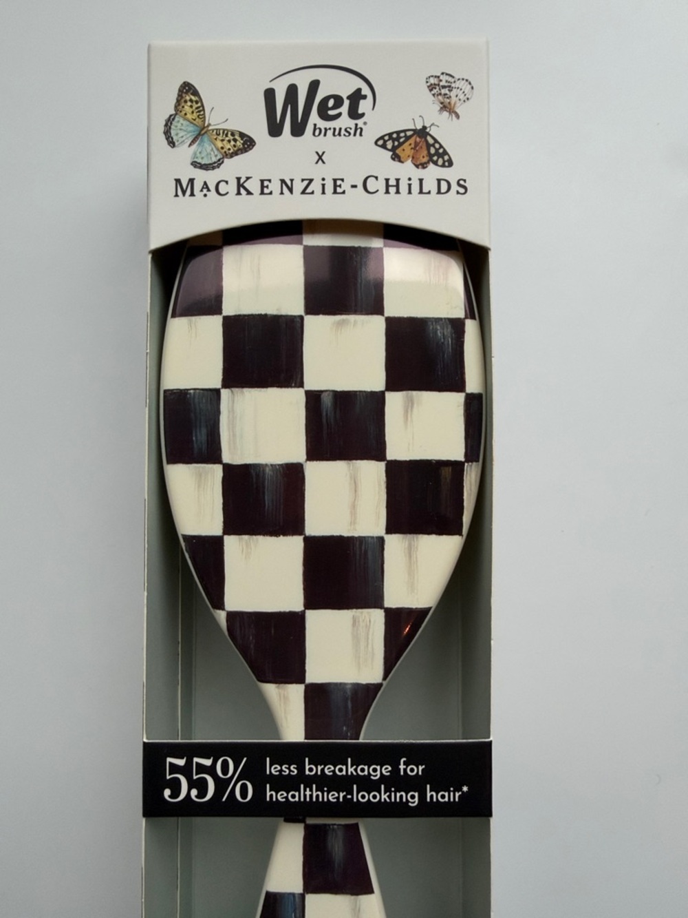MacKenzie-Childs + Wet Brush Black & White Checkerboard Large Hair Brush - Picture 4 of 11
